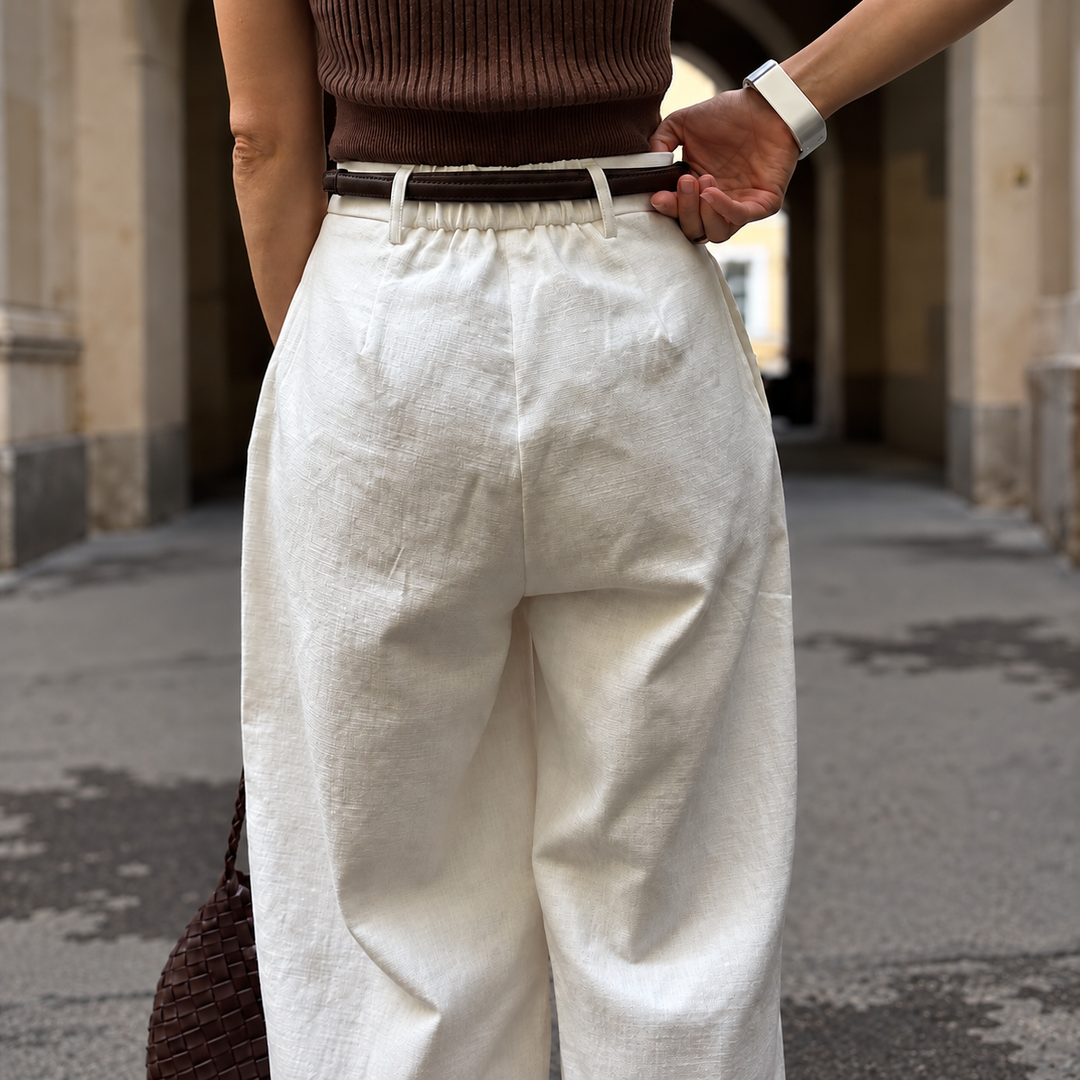 Casa Bianca 100% Cotton Wide-Leg Trousers