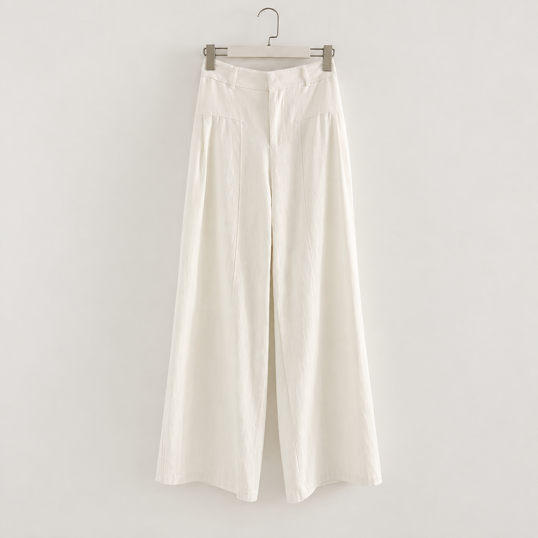 Casa Bianca 100% Cotton Wide-Leg Trousers