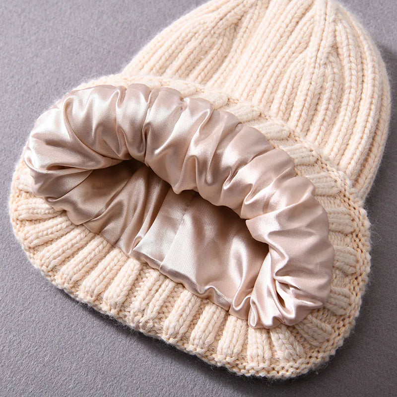 Soft Landing Satin-Lined Ribbed Beanie