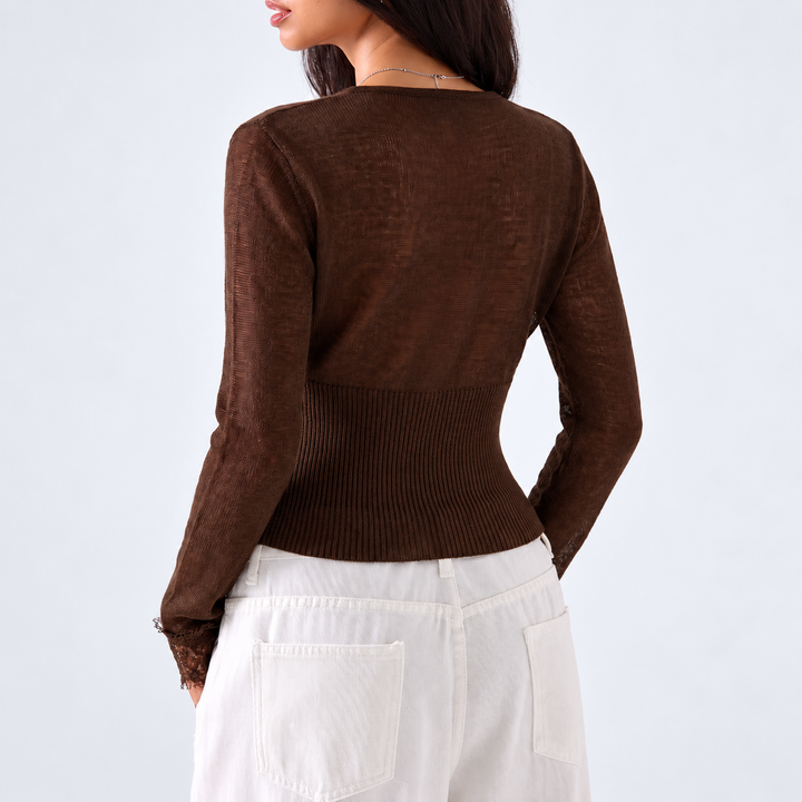 L’Aristocrate Lace-Trim Knit Cardigan