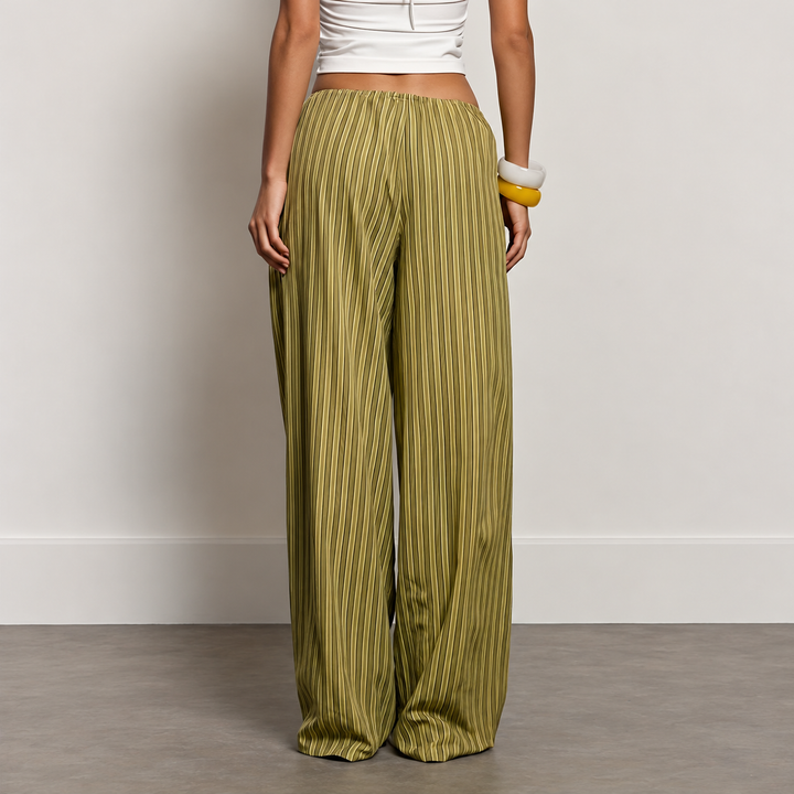 Leisure Casuals Striped Wide-Leg Trousers