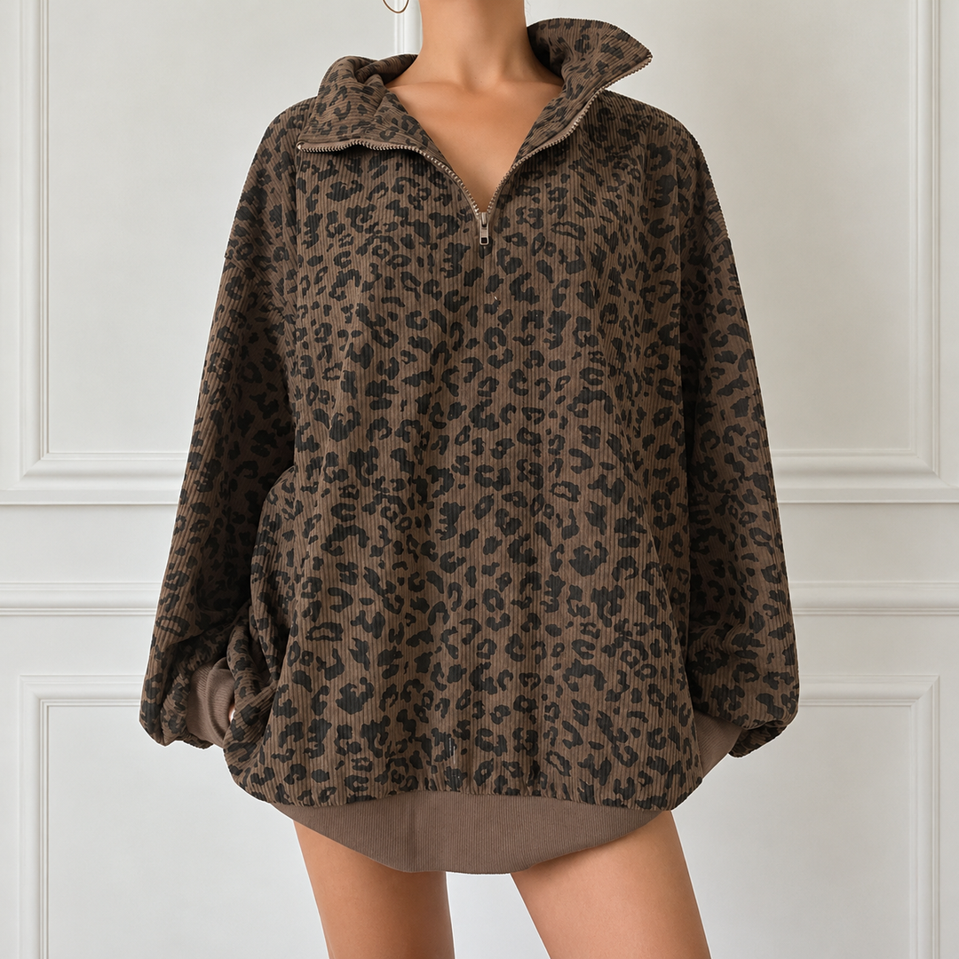 Private Instinct Leopard Half-Zip Pullover