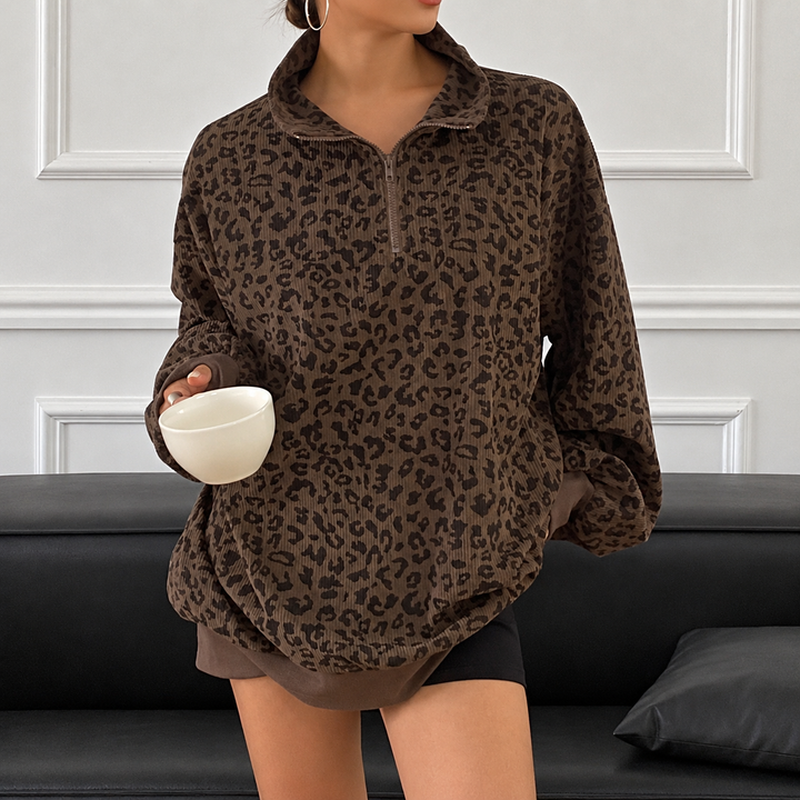 Private Instinct Leopard Half-Zip Pullover