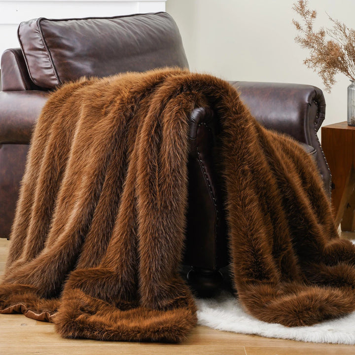 Home Signature Mink Faux Fur Throw Blanket