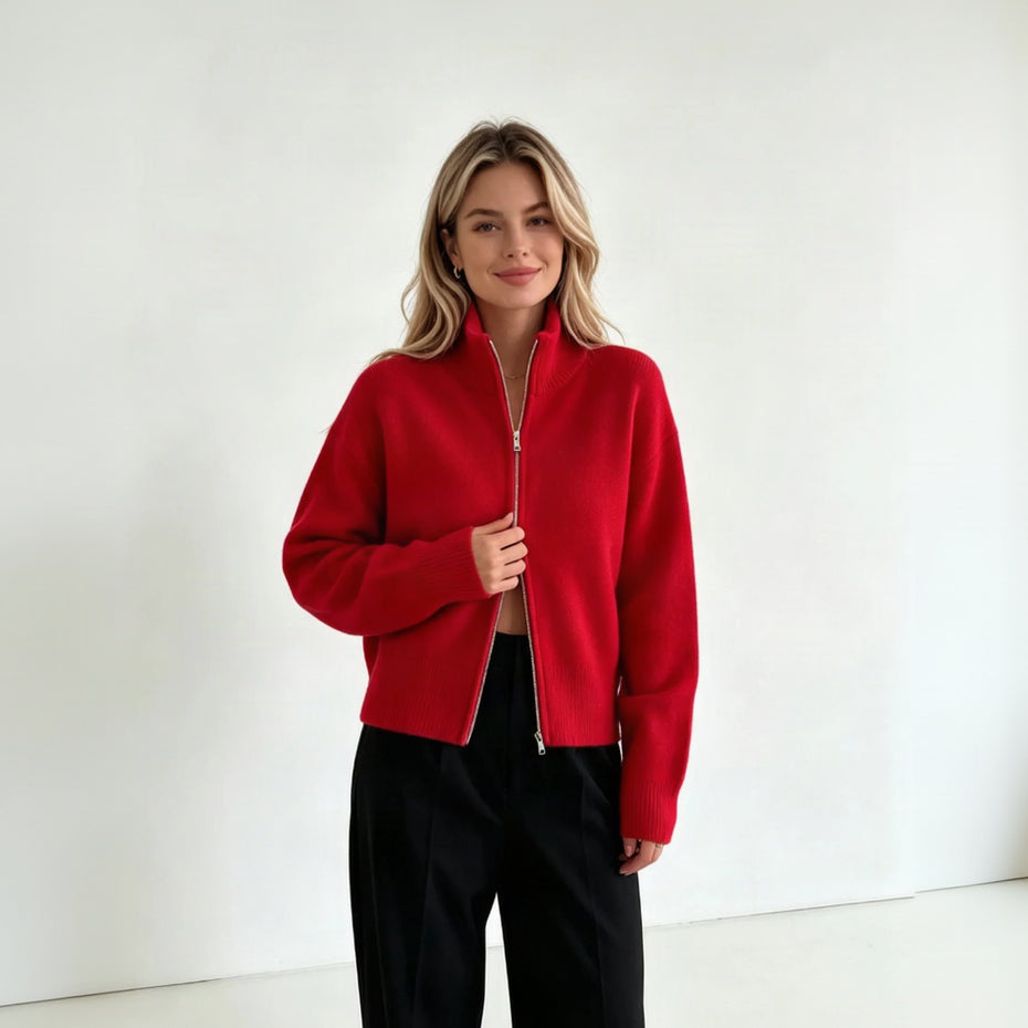 The Minimalist Double-Zip Knit Cardigan