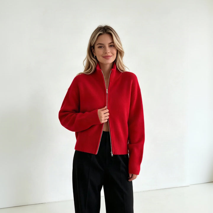 The Minimalist Double-Zip Knit Cardigan
