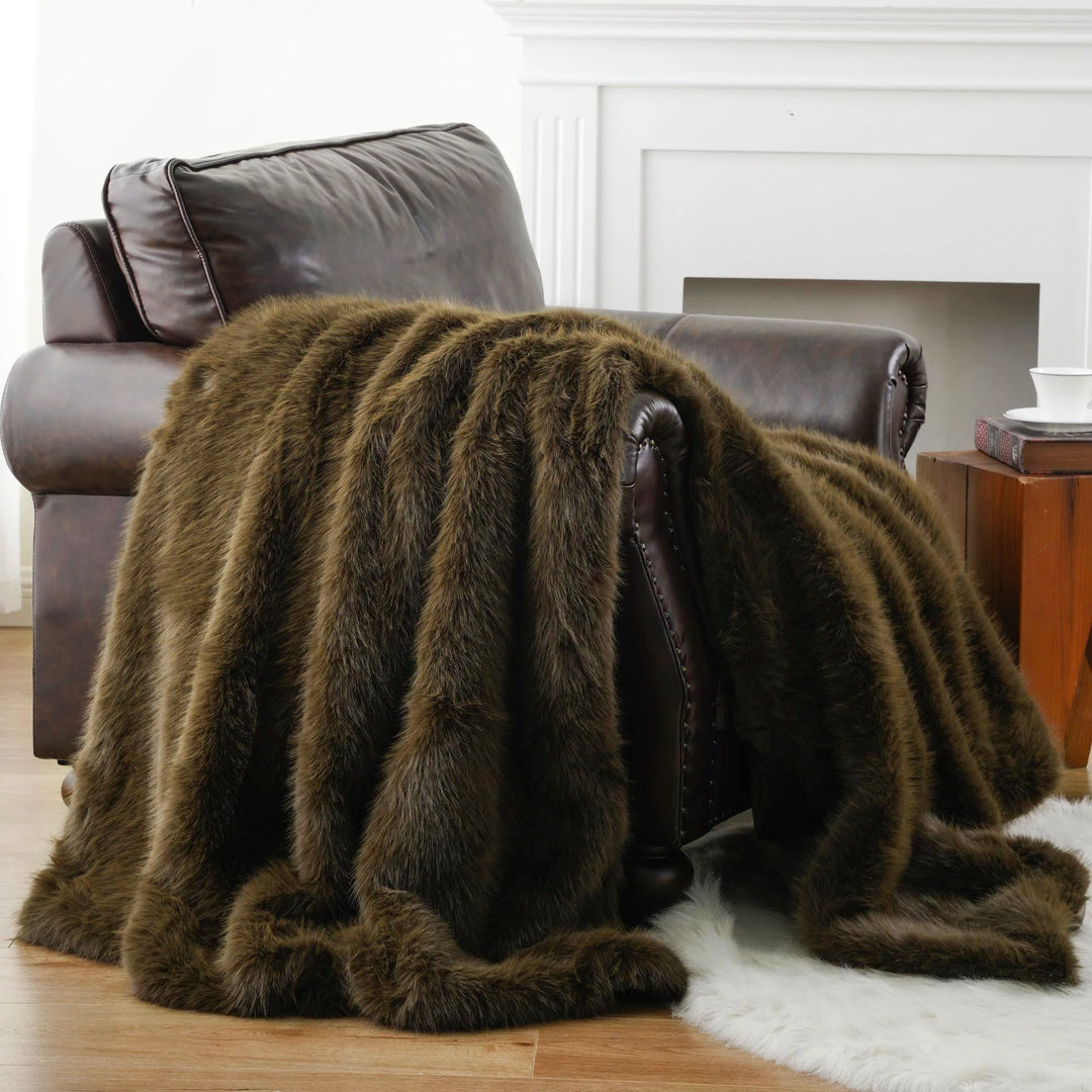 Home Signature Mink Faux Fur Throw Blanket