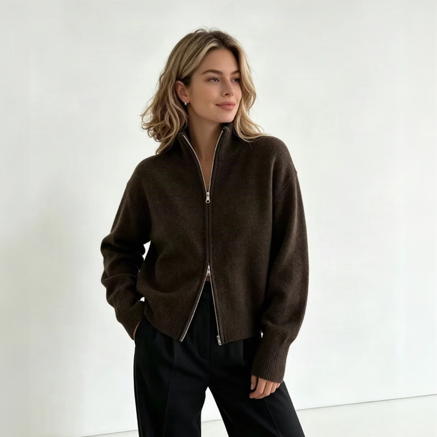 The Minimalist Double-Zip Knit Cardigan