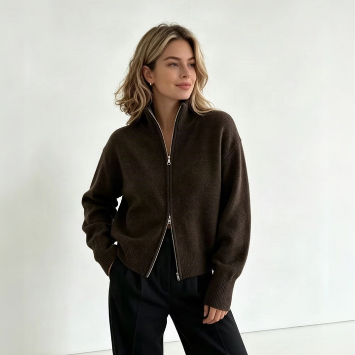 The Minimalist Double-Zip Knit Cardigan