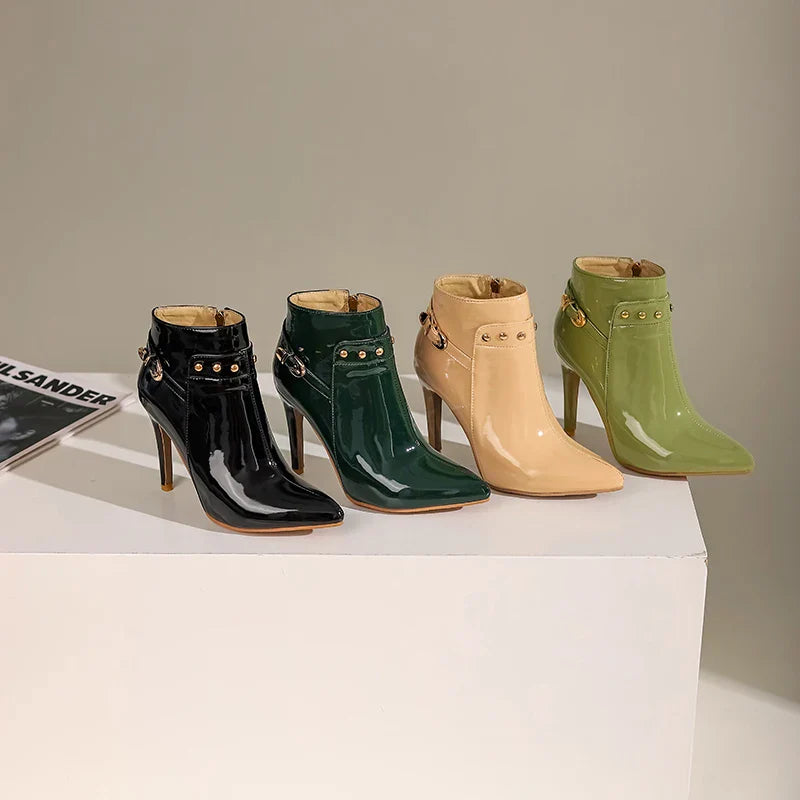 Giovanna Patent Leather Ankle Boots