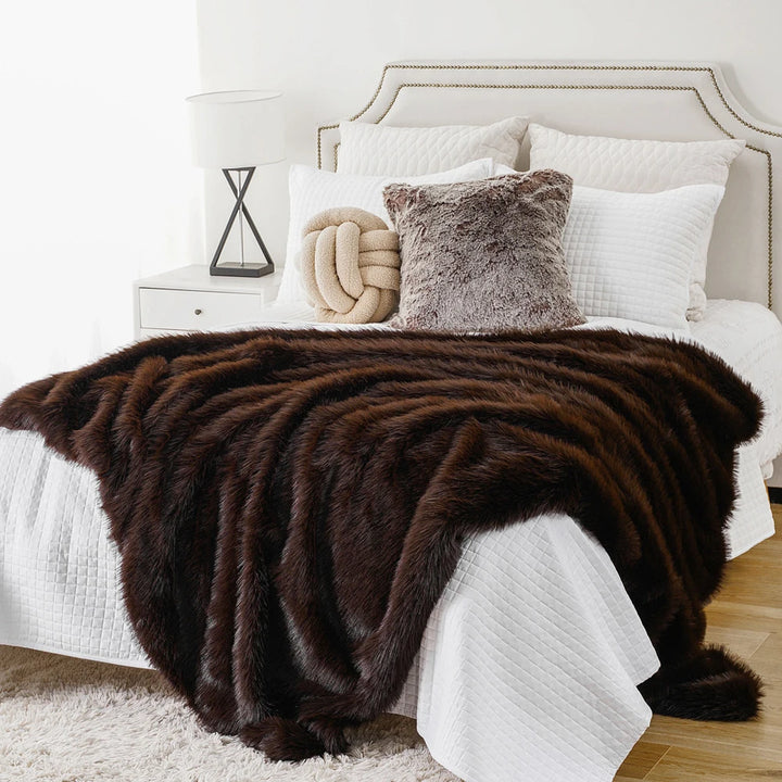 Home Signature Mink Faux Fur Throw Blanket