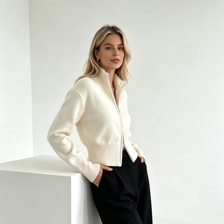 The Minimalist Double-Zip Knit Cardigan