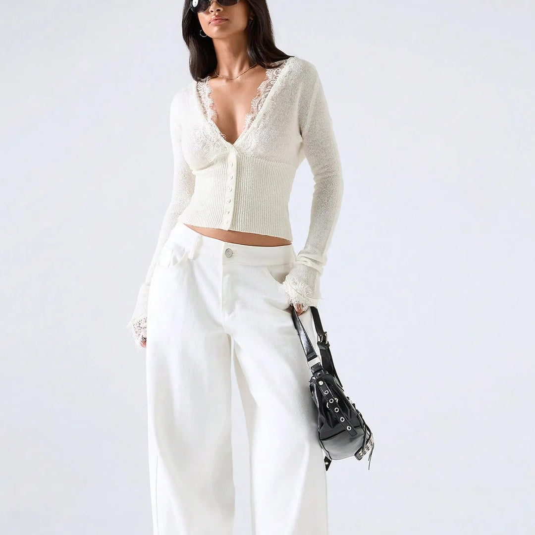 L’Aristocrate Lace-Trim Knit Cardigan