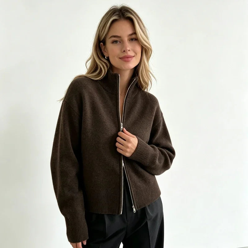The Minimalist Double-Zip Knit Cardigan