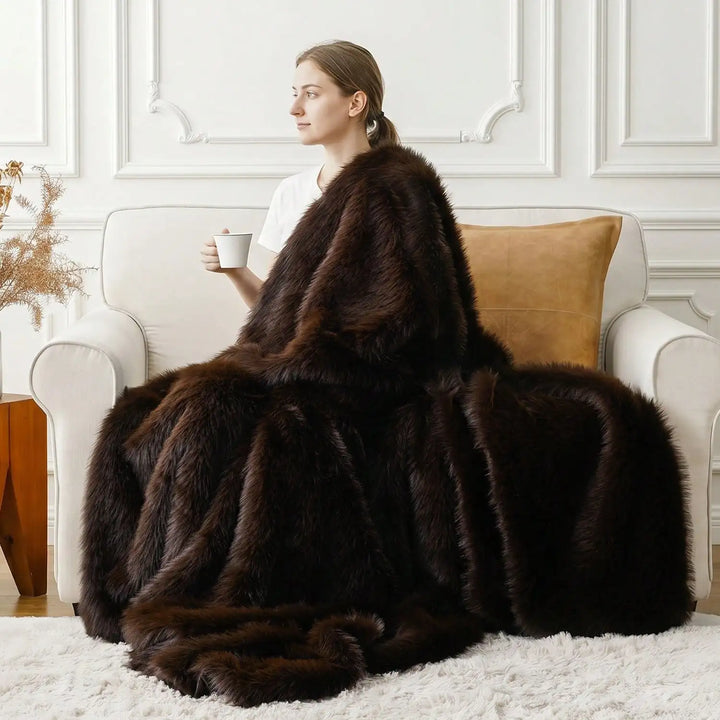 Home Signature Mink Faux Fur Throw Blanket