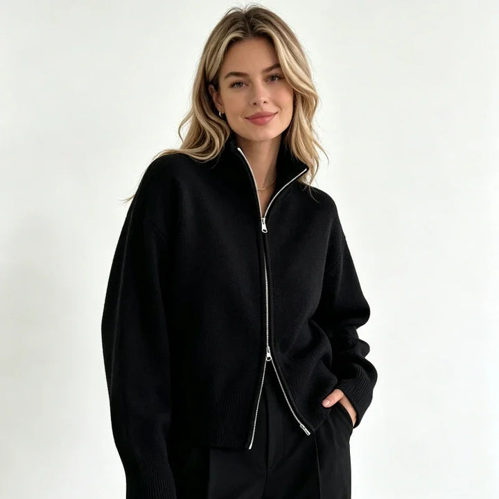 The Minimalist Double-Zip Knit Cardigan