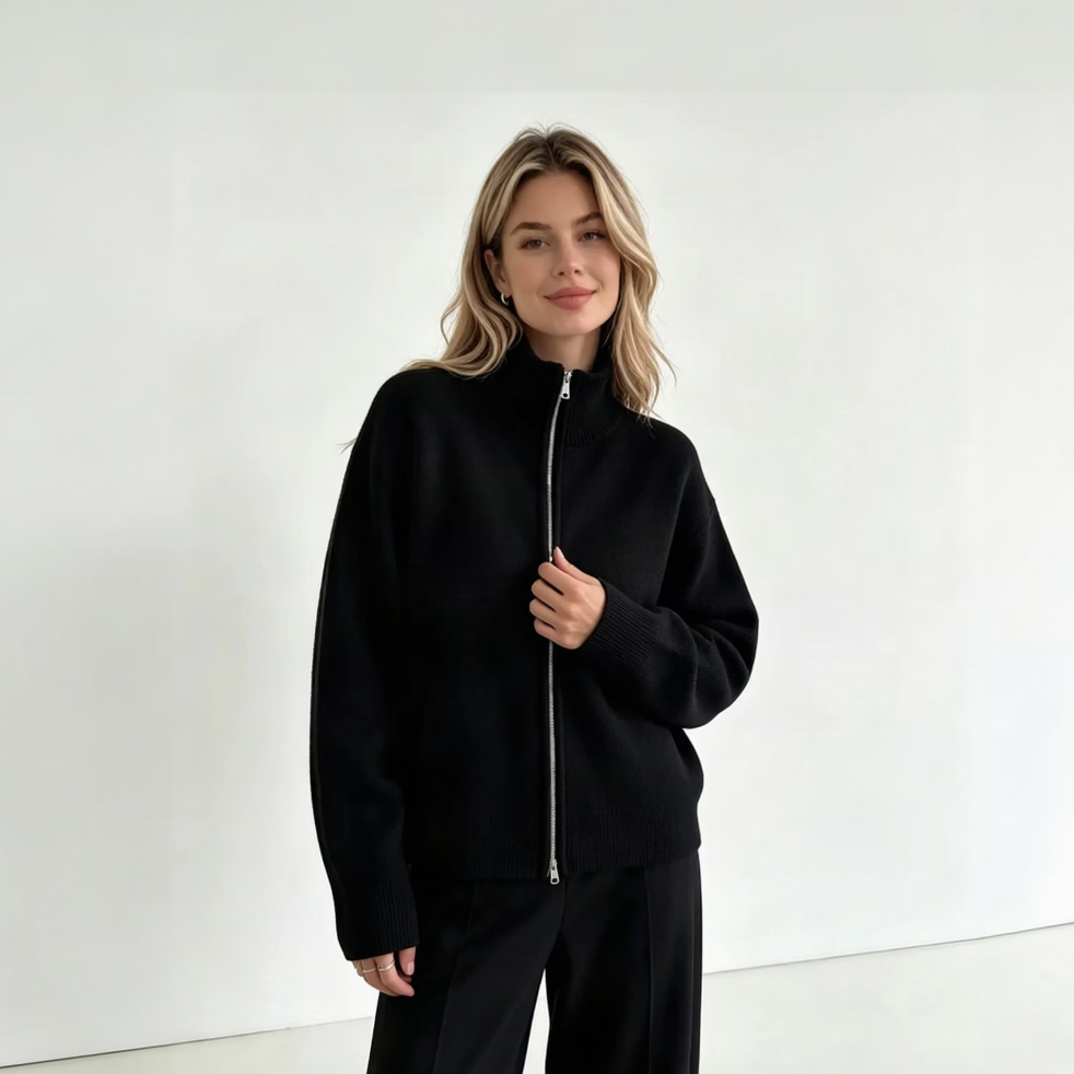 The Minimalist Double-Zip Knit Cardigan