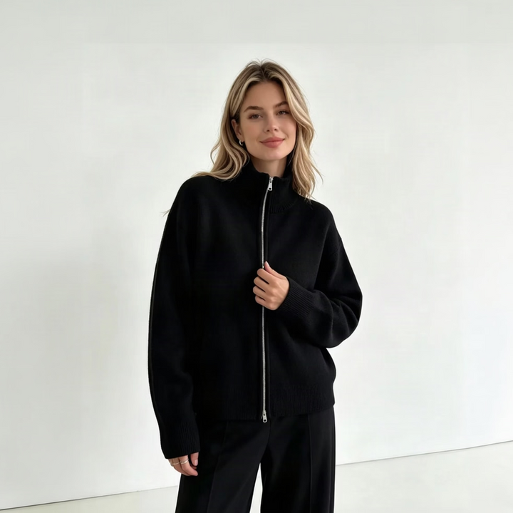 The Minimalist Double-Zip Knit Cardigan