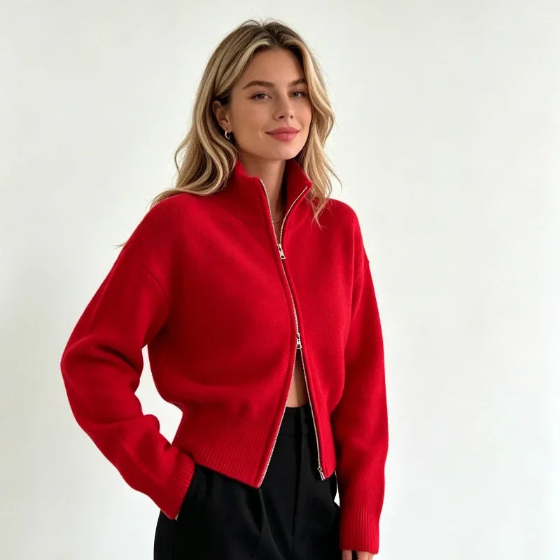 The Minimalist Double-Zip Knit Cardigan