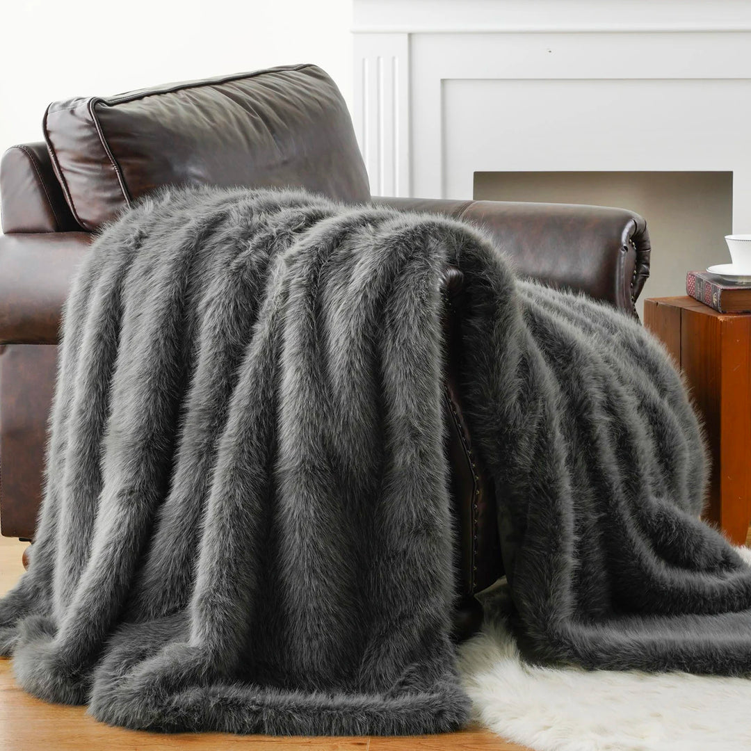 Home Signature Mink Faux Fur Throw Blanket