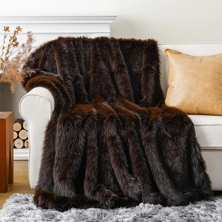 Home Signature Mink Faux Fur Throw Blanket