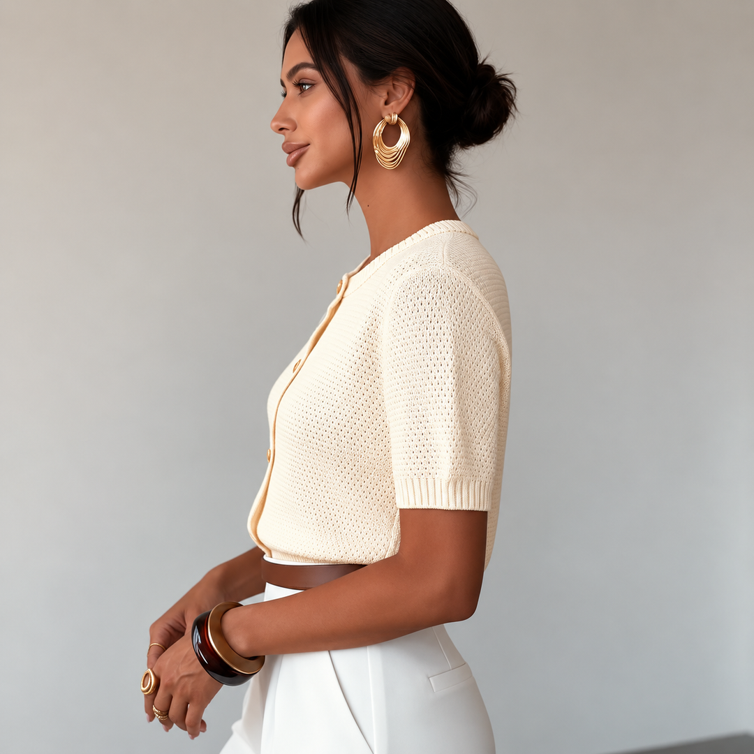 Upper East Sider Short-Sleeve Knit Cardigan